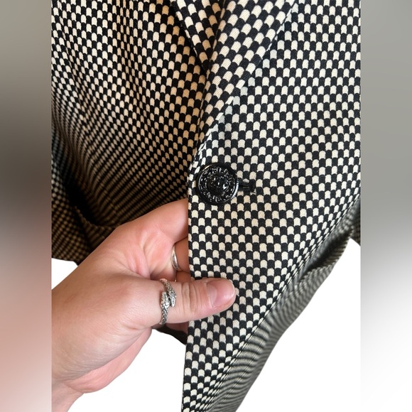 Vintage 90s Gianni Versace Black White Geometric Designer Men’s Blazer Size 40L - Picture 4 of 6